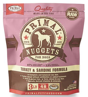 Primal Raw Nuggets for Dogs Turkey & Sardines Dog Food