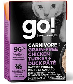 Go! Carnivore Grain Free Chicken Turkey and Duck Pate Cat Food