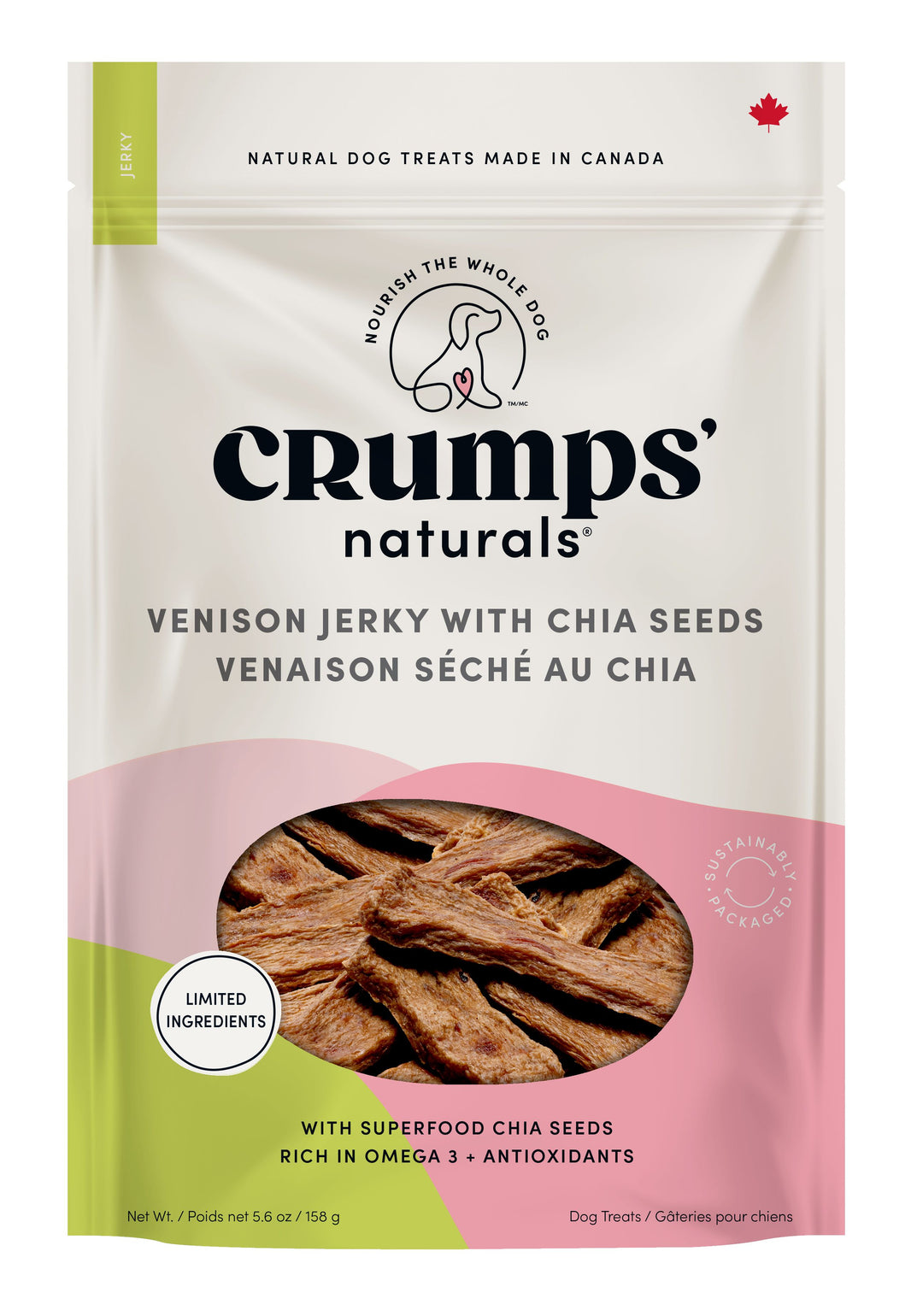 Crumps Venison Jerky With Chia Seeds Dog Treats