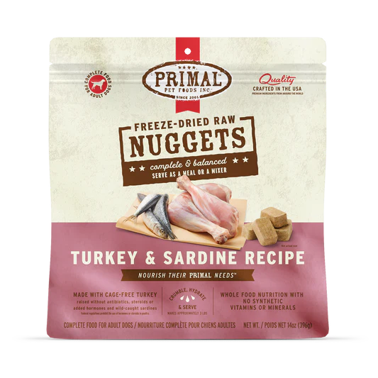 Primal Freeze-Dried Nuggets Turkey & Sardines Raw Dog Food