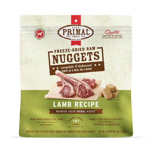 Primal Freeze-Dried Nuggets Lamb Raw Dog Food