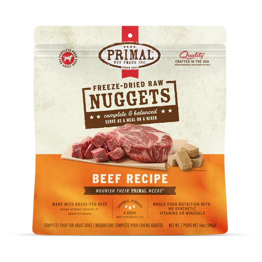 Primal Freeze-Dried Nuggets Beef Raw Dog Food