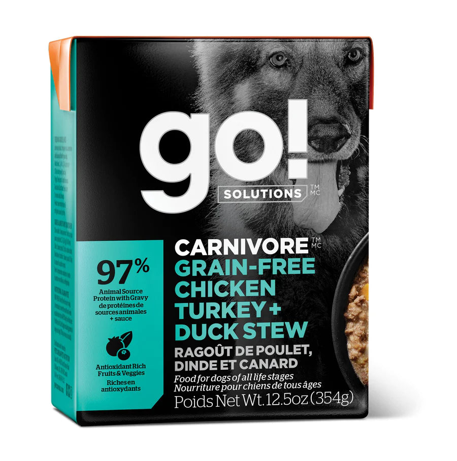 Go! Carnivore Grain Free Chicken Turkey Duck Stew Dog Food