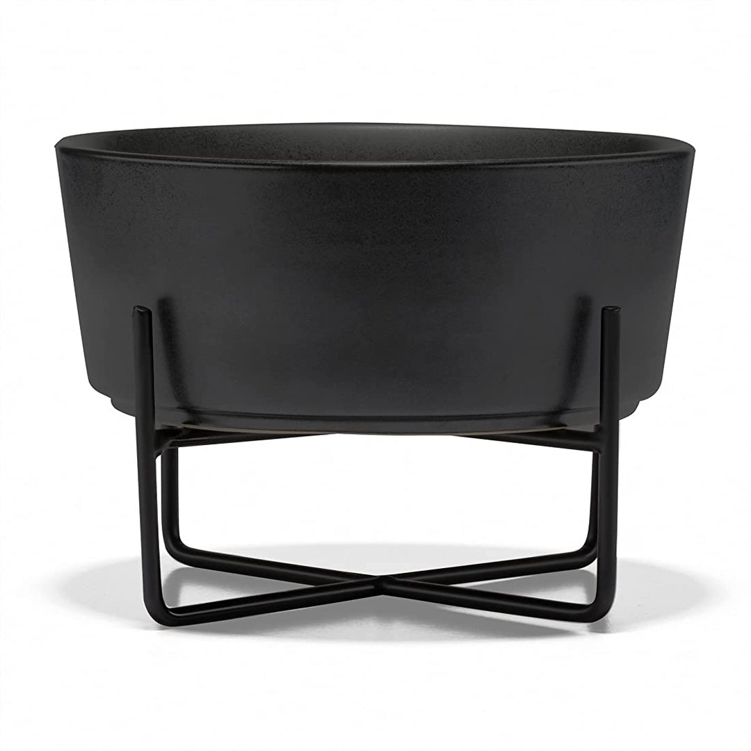 Waggo Matte Black Simple Solid Bowl + Dog Bowl Stand